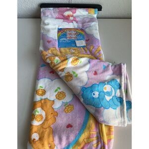 Care Bears Super Soft Plush Throw Blanket 50 X 70” Rainbow Clouds Sunshine NEW